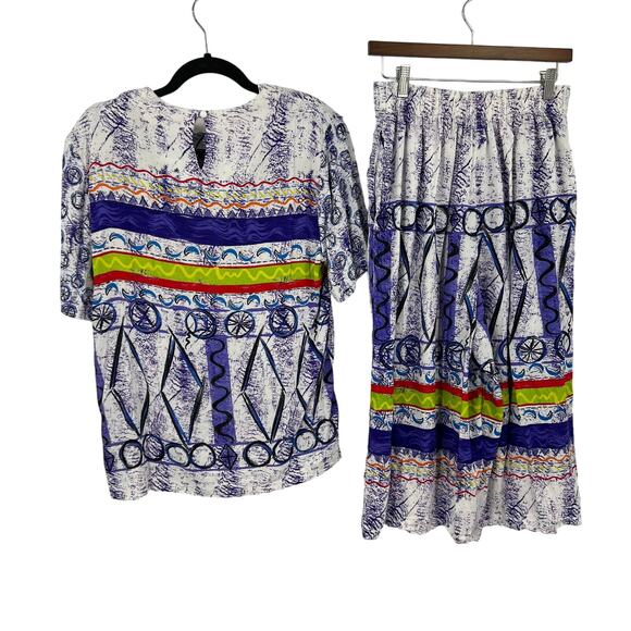 Vintage Ali Miles Short Sleeve Blouse & Pants Set TieDye 80's USA Made Women 12 - Picture 2 of 14